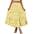 thumbnail image 1 of ZNU Womens Boho Floral Long Maxi Skirt Ladies High Waist Beach Ruffle Swing Dress, 1 of 3