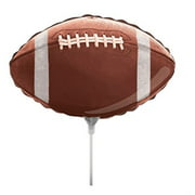 Angle View: Creative Converting Air-Filled Football Shaped Balloon with Stick and Joiner, 18", Brown