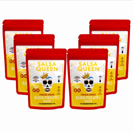 Salsa Queen Gourmet Freeze-Dried Mango Pineapple Salsa | Fresh Ingredients | 3+ year life | No Refrigeration Needed | Vegan, Keto, and Gluten Free | Camping, Travel, Outdoors, Space Travel