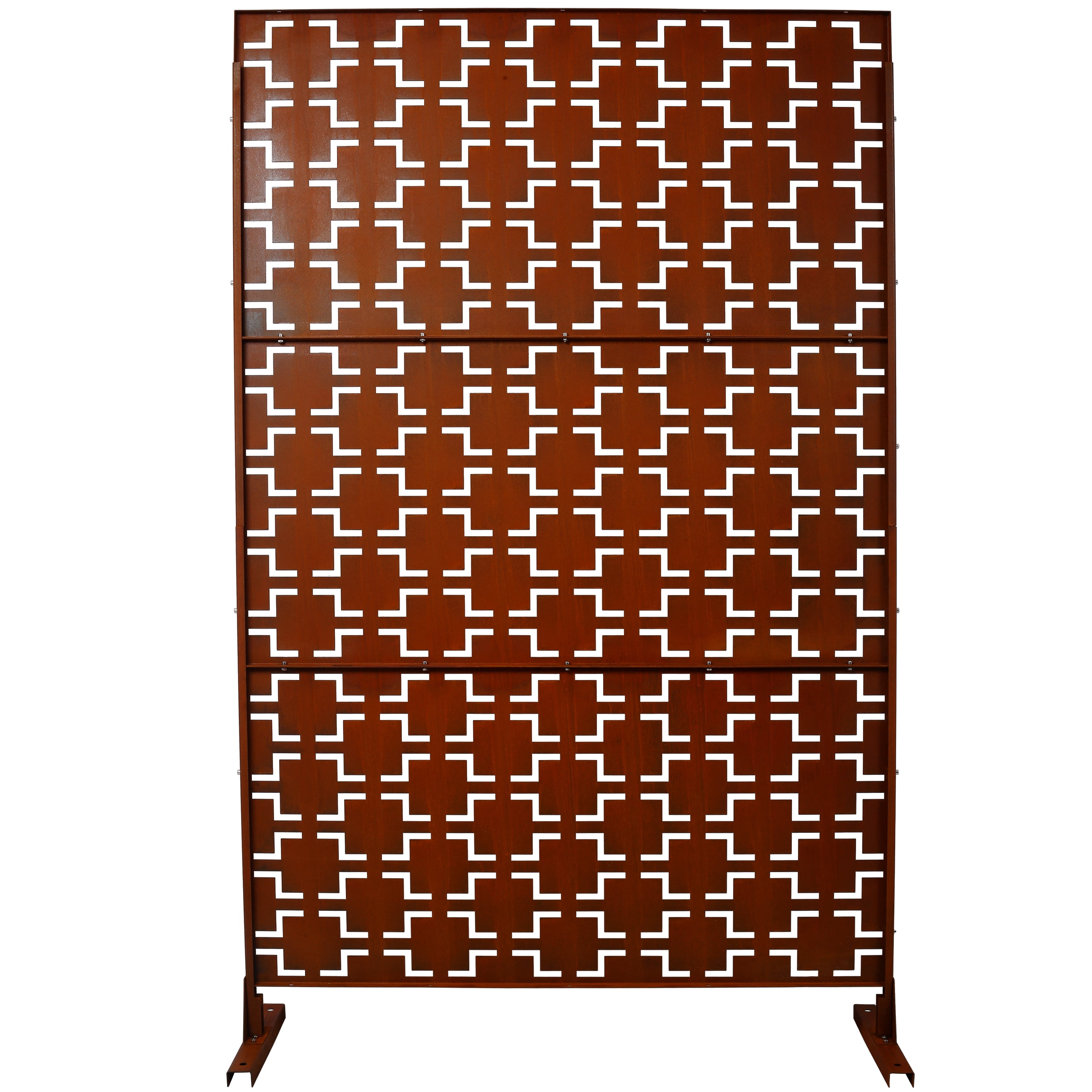 Outdoor Decor Privacy Screen, 76"Hx48"W Freestanding Metal Room Divider for Deck Balcony, White
