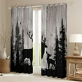 thumbnail image 2 of Manfei Rustic Farmhouse Cabin Blackout Curtains Set of 2 (52x84 Each), Jungle Deer Animal Window Curtains, Grey Wooden Plank Curtains and Drapes, Black Out Curtains Home Decor, 2 of 6