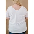 thumbnail image 2 of POGLIP Women's White White White Striped Raglan Sleeve Plus Size Tee, 2 of 6