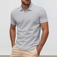 thumbnail image 2 of Polo T Shirts for Men Solid Color Short Sleeve Button Down Collared Tops Slim Fit Stretch Athletic Golf Mens Shirts, 2 of 9