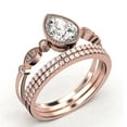 thumbnail image 3 of Dazzling Boho & hippiepie 2.25 Carat Pear Cut Diamond Moissanite Engagement Ring, Wedding Ring, Two Matching Band in 925 Sterling Silver With 18k Rose Gold Plating, Birthday Gift, 3 of 4