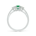 thumbnail image 2 of ANGARA Natural Three Stone Oval Emerald and Half Moon Diamond Ring in Sterling Silver for Women (Size-7x5mm) | May Birthstone, Birthday, Anniversary, Jewelry Gift for Women | Natural Emerald Ring, 2 of 10