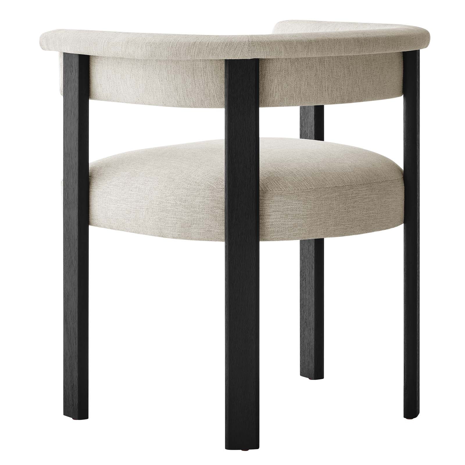 Woven Heathered Fabric Upholstered Barrel Dining Chairs - Set of 2