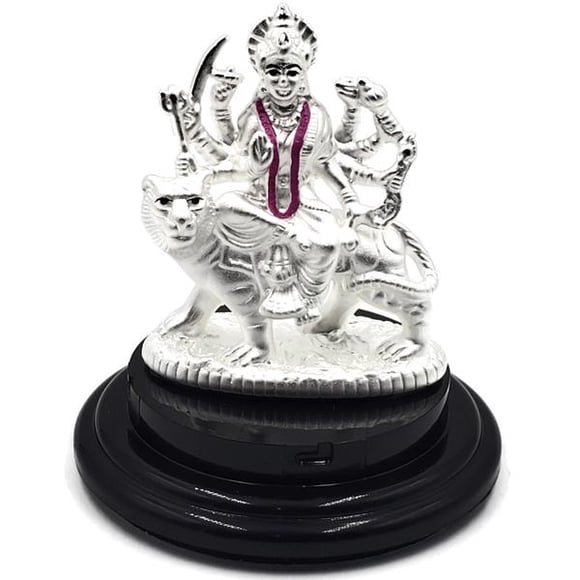 Argent Pur 999 Ambe / Durga Mata Idole / Statue / Murti (Figurine No 01)