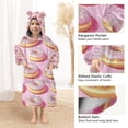 thumbnail image 3 of FORMRS Wearable Blanket Hoodie with Sleeves for Kids Cozy Flannel Sweatshirt, Light Pink Doughnuts, 3 of 7