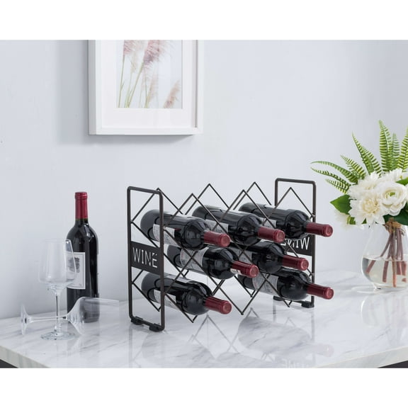 Metal Countertop Wine Storage Rack Bottle Holder, Pewter