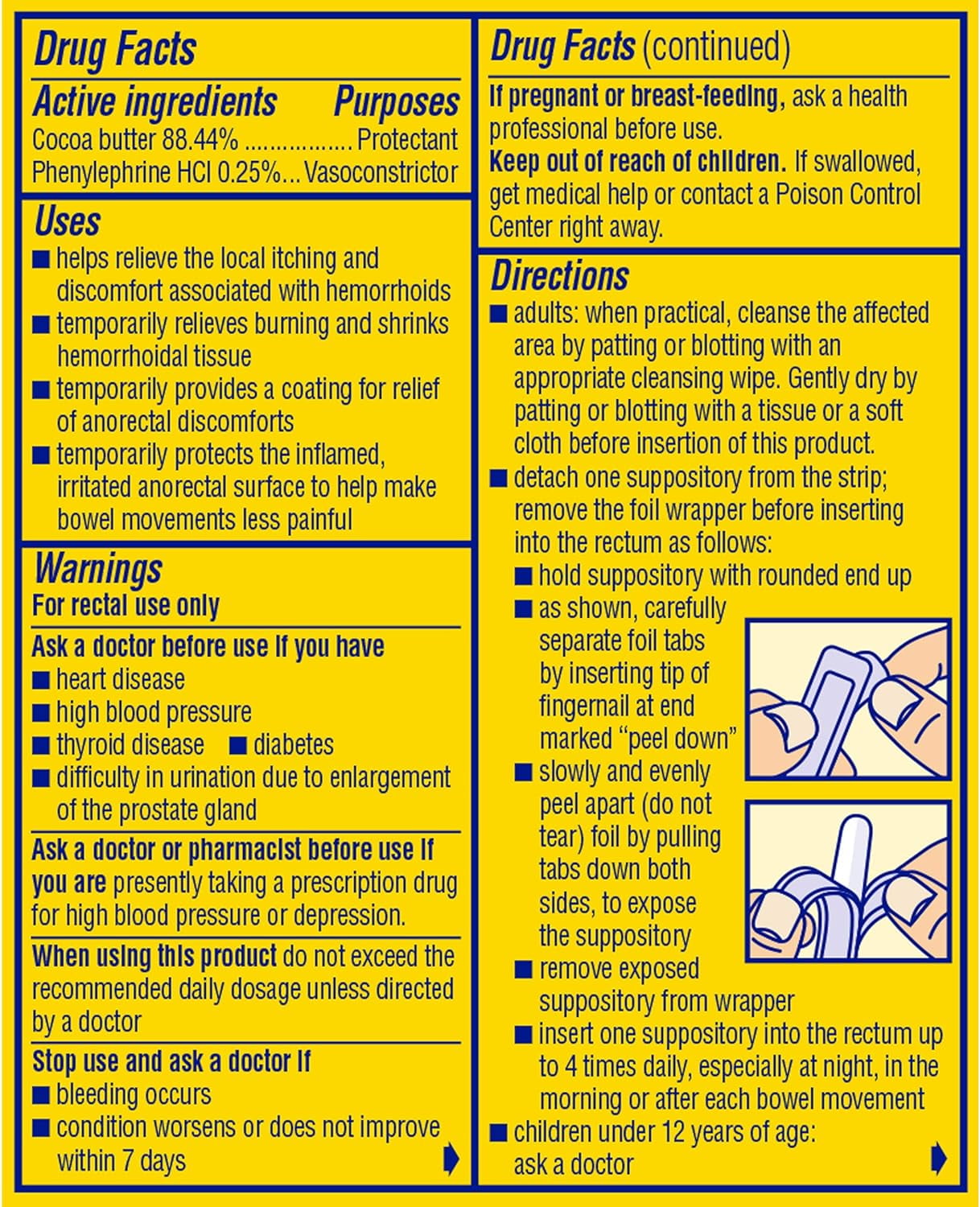 PREPARATION H Hemorrhoid Symptom Treatment Suppositories, Burning, Itching and Discomfort Relief (12 Count) - 2 Pack