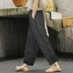 thumbnail image 2 of Pantalones palazzo con cintura elástica para mujer: detalle de encaje, cordón, pierna ancha con bolsillos, pantalones informales para todas las estaciones, 2 of 6