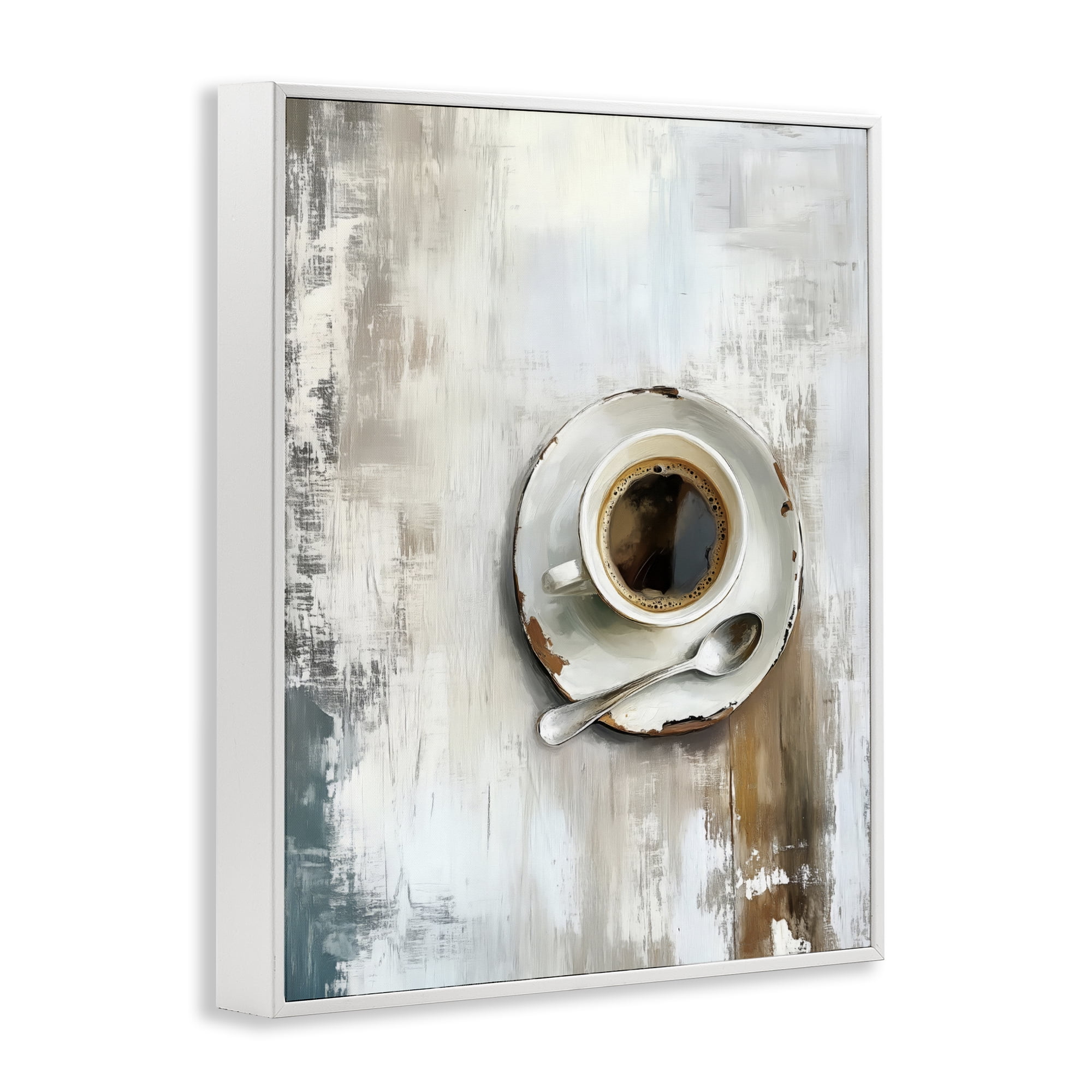 Stupell Industries Neutral & Rustic Cup of Coffee White Framed Giclee Art, design by LSR Design Studio