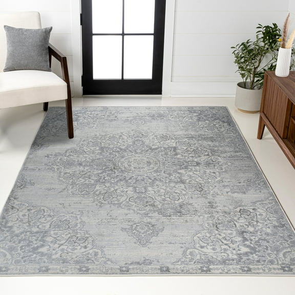 JONATHAN Y MODERN PERSIAN 3 x 5 Area Rug, Vintage Moroccan Medallion - Light Gray, MDP103B-3