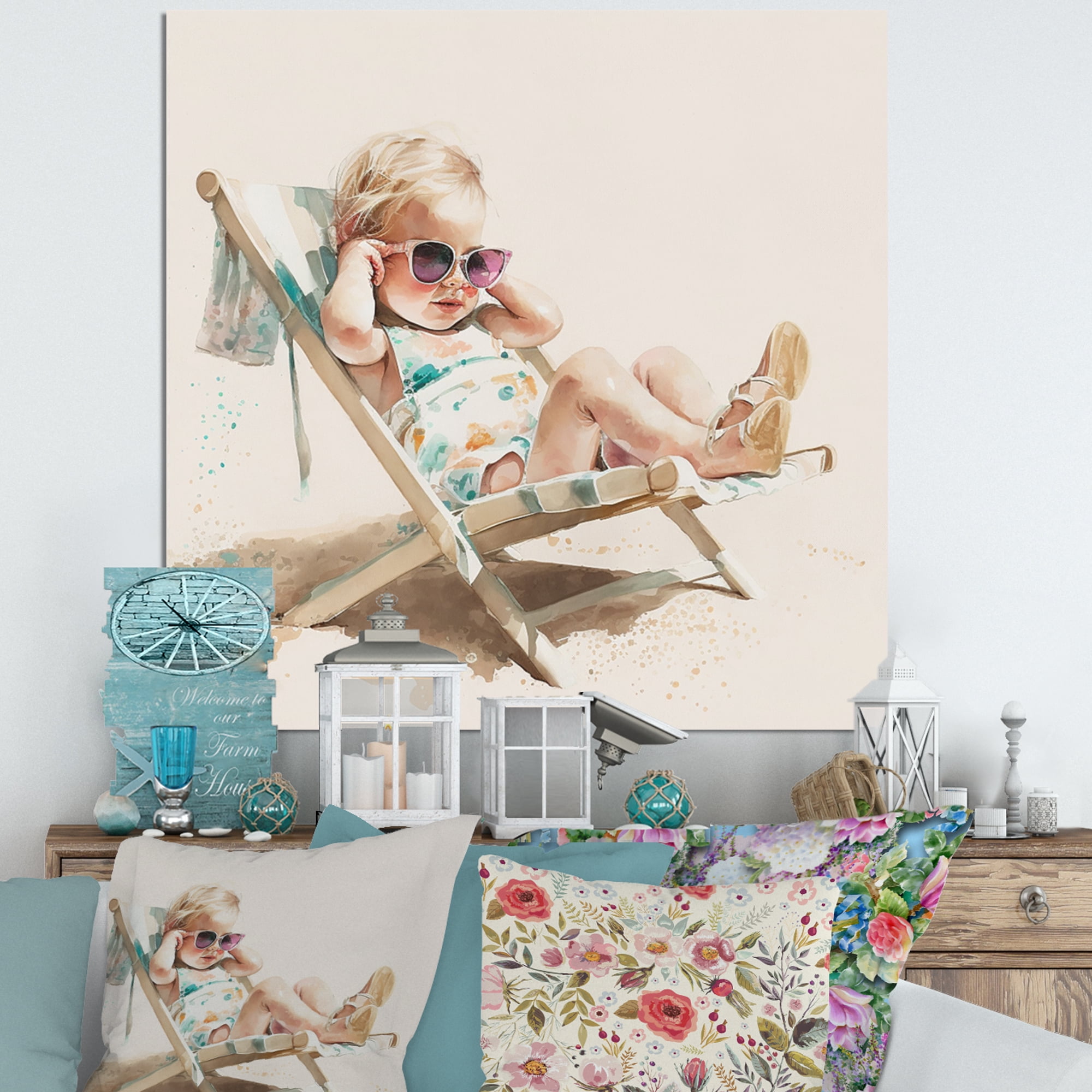 Designart Child On The Beach I Canvas Wall Art