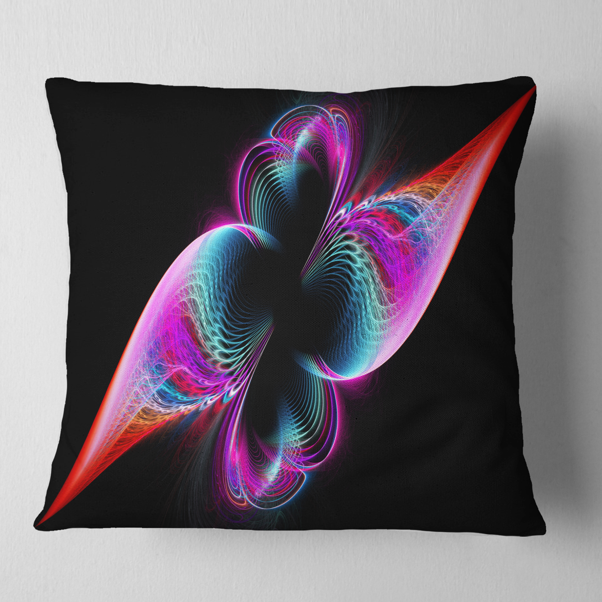 Designart Colorful Flower Fractal Rainbow - Abstract Throw Pillow - 18x18