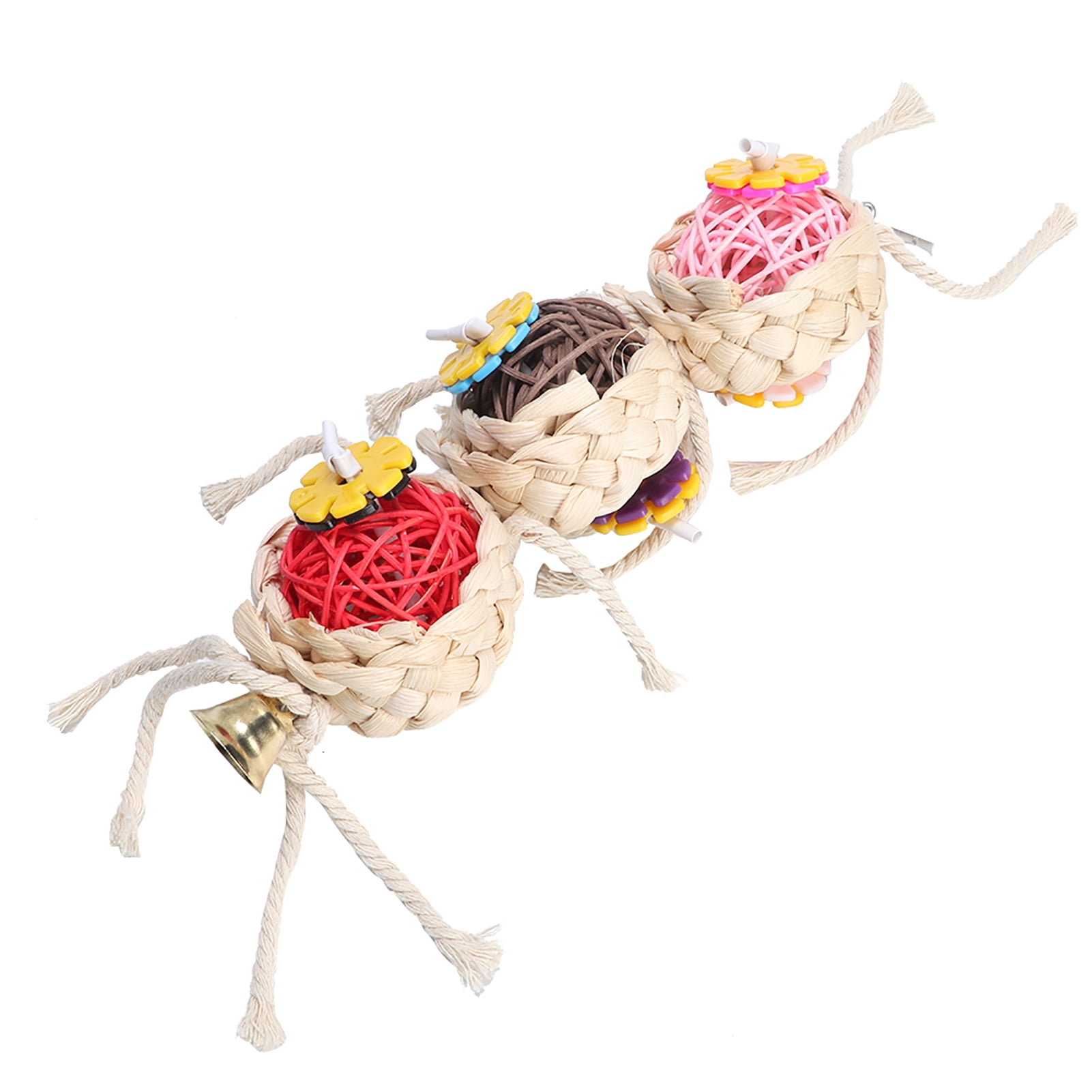 Riousery Plastic Pet Parrot Straw Plaiting Sepaktakraw String Chewing Biting Hanging Swing Toy Bird Cage Accessories For Cockatiel Macaw Lovebird (7.09 inches / 18 cm Length 2.1 oz)