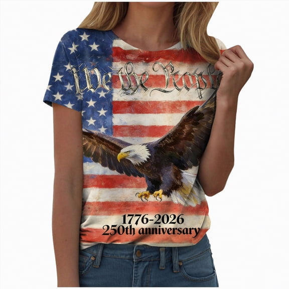 Leey-World 4th of July Shirts for Women America Printed Tshirt Patriotic Vintage USA Tee Tops 4th Of July Shirt Funny Women(Brick Red,2XL)