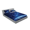 thumbnail image 2 of Ambesonne Space Fitted Sheet & Pillow Sham Set, Vibrant Milky Way Stars, Queen, Dark Blue, 2 of 2