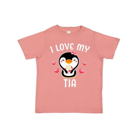 

Inktastic I Love My Tia with Cute Penguin and Hearts Gift Toddler Toddler Girl T-Shirt