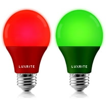 Luxrite A19 Christmas LED Red and Green Light Bulb, 60W Equivalent, UL Listed, E26, Indoor Outdoor, Decoration, Holiday Lighting 2 Pack