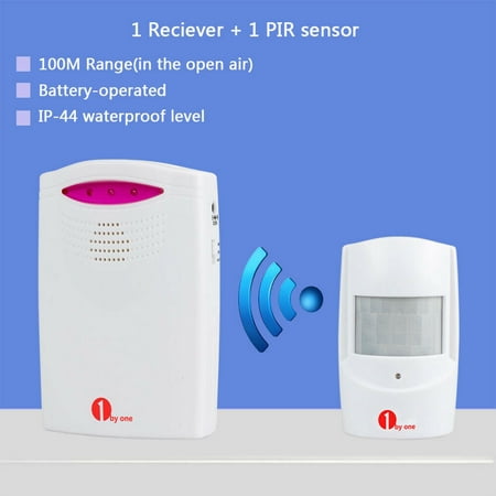 1byone Wireless Alarm Alert System Driveway Alarm 328ft Long Range Motion Sensor Home Driveway Security Detector, Battery-operated