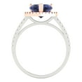 thumbnail image 4 of 2.27ct heart cut blue sapphire 14k 2 tone gold halo Bridal Wedding Engagement Promise Anniversary Ring for Women size 4.5, 4 of 7