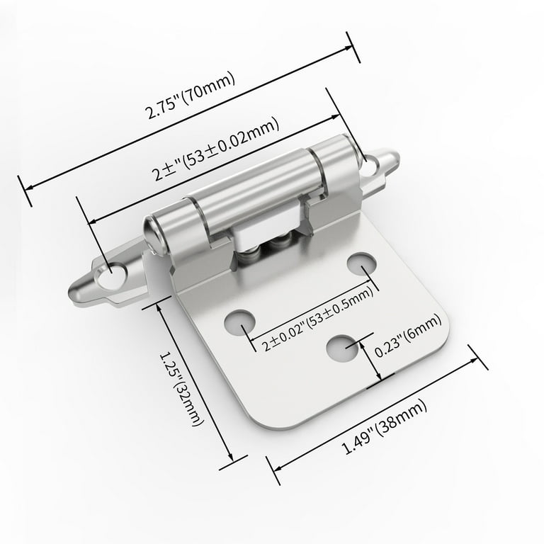 Traditional Surface 70 mm Brushed Nickel Self-Closing Hinge Traditional Surface 70 mm Brushed Nickel Self-Closing Hinge