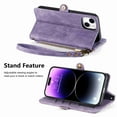 thumbnail image 2 of Dteck for Apple iPhone XR Anti-scratch Case, Shockproof Vintage Premium PU Leather Wallet Flip Cover with Card Slots Magnetic Closure Kickstand Handbag with Hand Strap, purple, 2 of 8