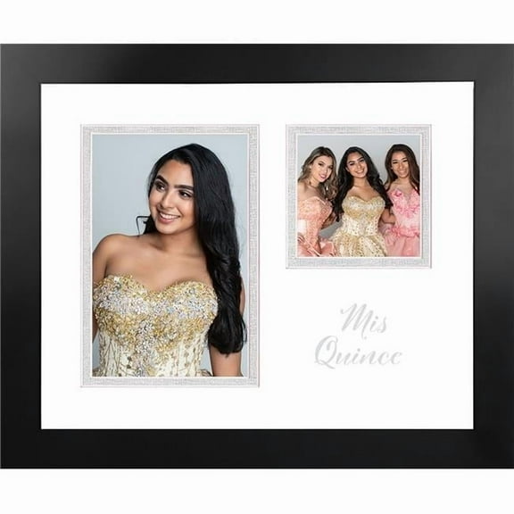Celebration Frames MQNBWSDO Mis Quince Double Opening Photo Frame White & Silver Mat - Silver Imprint