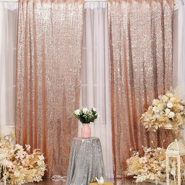 Soardream Rose Gold Backdrop Curtains 2, Rose Gold Glitter Curtains