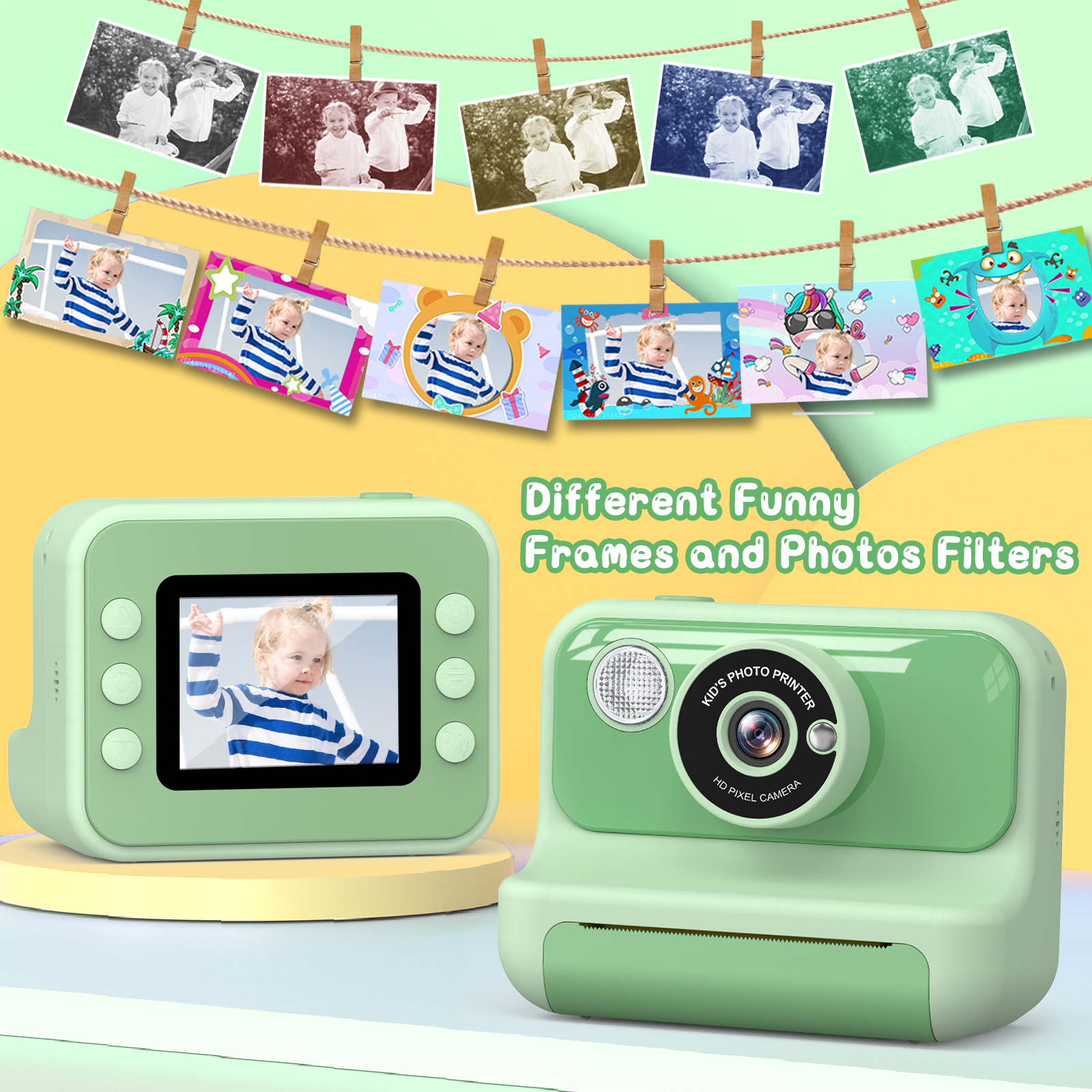Gofunly Instant Print Kids Camera, 1080P HD Video, Green photo 5