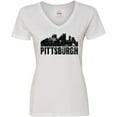 thumbnail image 3 of Inktastic Pittsburgh Skyline Grunge Women's V-Neck T-Shirt, 3 of 5
