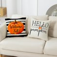 thumbnail image 6 of Fall Pumpkin Pillow Cover 18x18 Fall Decor Cushion Cover Autumn Stripe Throw Pillow Cover Thanksgiving Farmhouse Decorative Cushion Cases 18x18 Set of 4, 6 of 6