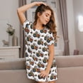 thumbnail image 3 of Bingfone Cartoon Tractor Nightgowns for Women Sleep Shirts Short Sleeve Nightshirt Pullover Nightdress Soft Sleepwear, 3 of 6