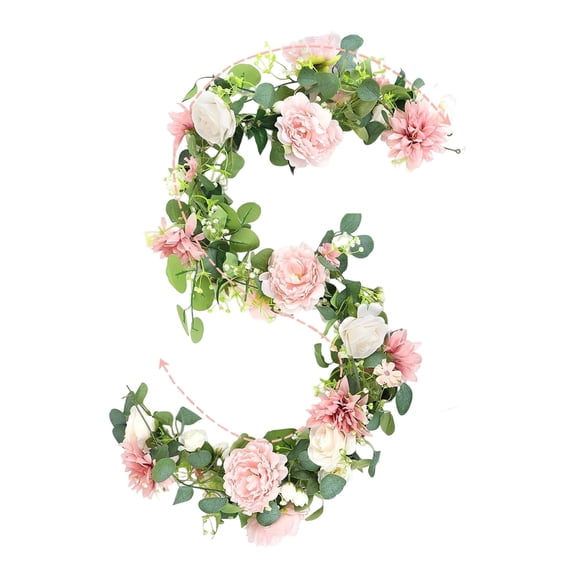 Artificial Rose Vine Garland, 71in / 6 ft (Pink)​ - for Spring, Indoor/Outdoor, Patio, Porch Decor