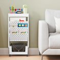 thumbnail image 4 of White Mobile 5-Tier Bookcase Cart - Rolling File Paper Storage Organizer for Home Office Study Classroom, 4 of 7