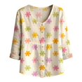 thumbnail image 4 of bovemsi Blouses for Women Dressy Casual Long Sleeve Full Print Bubble Wrinkled Retro Art Button Down Breathable Shirts Cute Summer Tops, 4 of 6