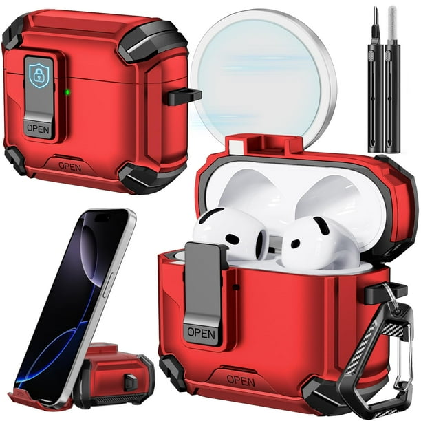 Funda con soporte de teléfono y kit de limpieza para AirPods 4 Inesore