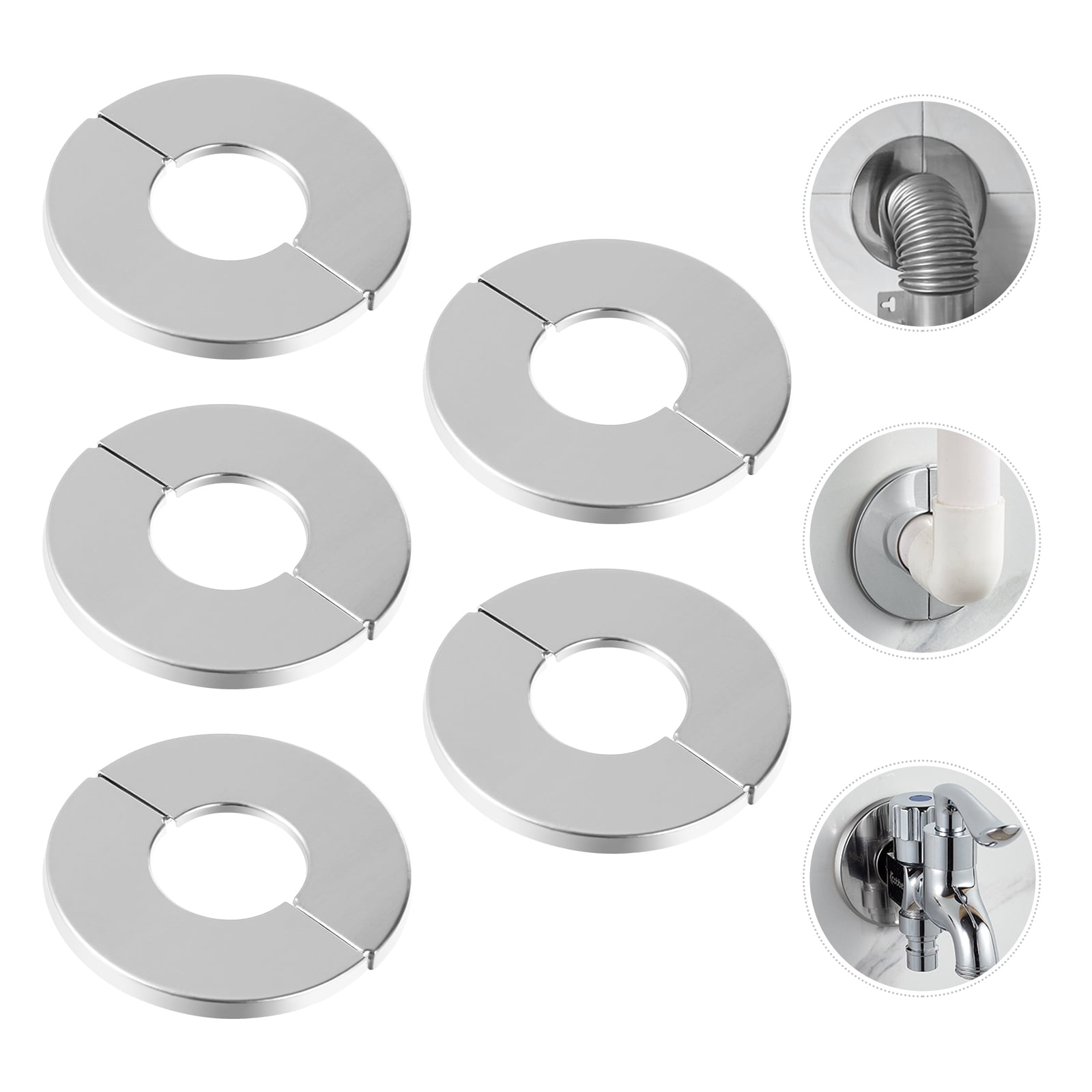 WASHWEPE Stainless Steel Hole Cover Silver For Drain Line Wall Hole 5Pcs 2.6X2.6X0.2In