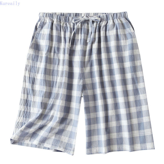 Kureaily Mens Home Clothes Home Pants Washable Cotton Pajamas Pants Pure Cotton Thin Japanese Plaid Home Pants In Spring And Autumn And Summer Loose Home Plus Size Mens Pajama Set