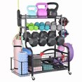 thumbnail image 1 of Rack para Mancuernas de Gimnasio en Casa, Soporte para Colchonetas de Yoga, Almacenamiento con Ganchos Y Ruedas, Todo en Uno para Gimnasio, 1 of 7