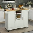 thumbnail image 2 of Costway Rolling Kitchen Island Utility Serving Cart with Drop Leaf Wine Rack Drawer White, 2 of 10