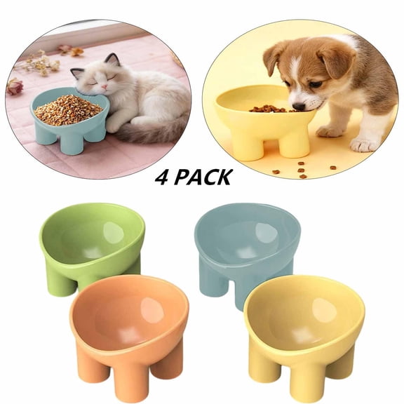 FEOLGEHLY 4Pcs Slow Feed Multicolor Pet Feeding Bowls, Non Slip Basic Food Water Bowl Durable Elevated Dining Bowls for Small Dogs and Indoor Cats Household Pet Daily Feeding Tools