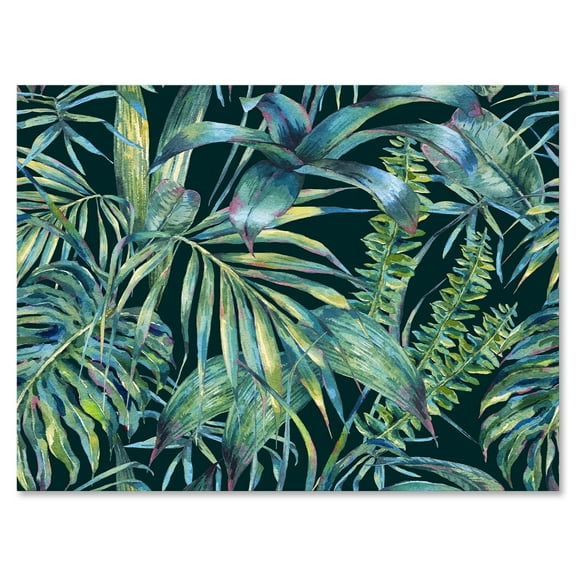 Natural Green Leaves Exotic On Dark I 8 in x 12 in Painting Canvas Art Print, by Designart