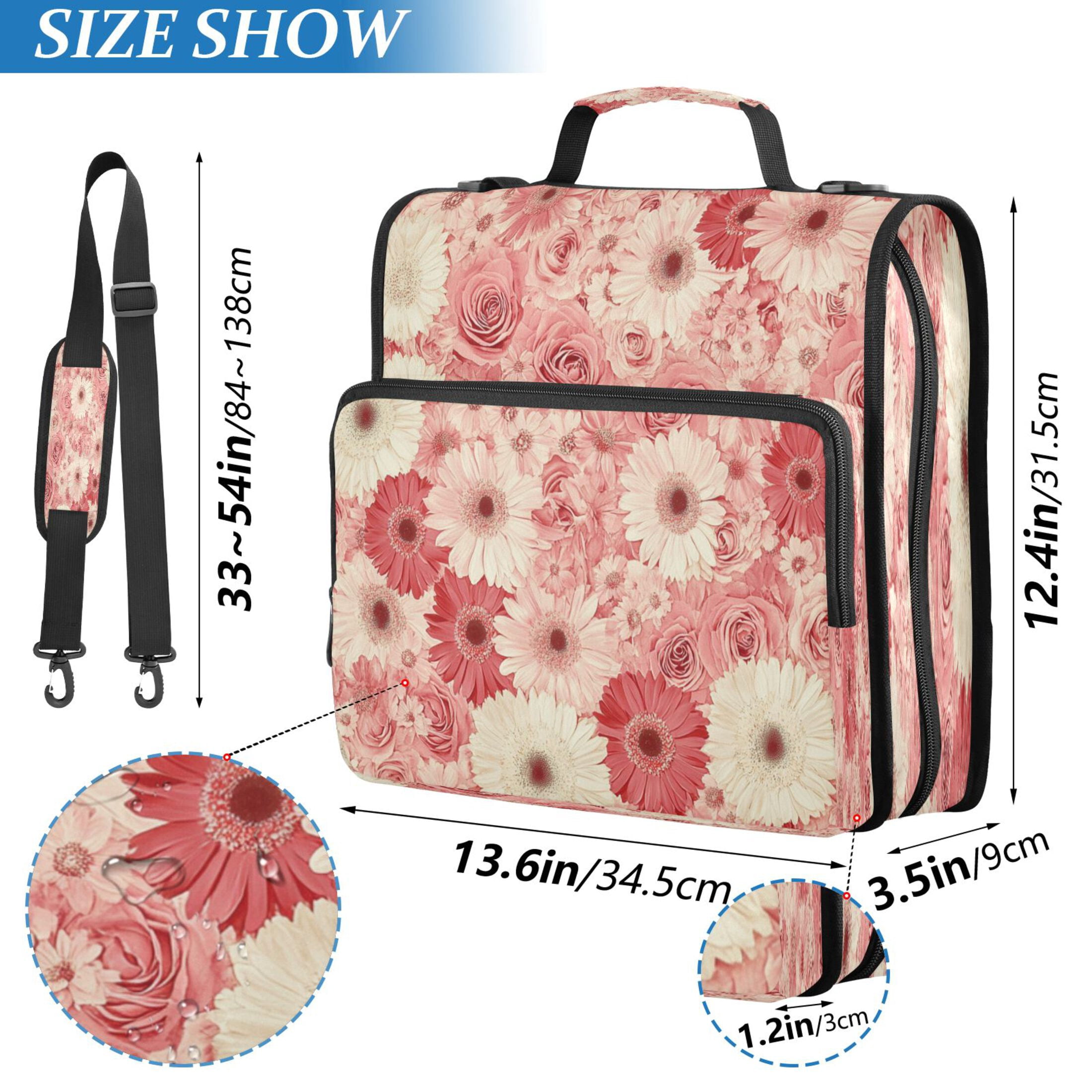 YAZAOO Zipper Binder trapper keeper Documents Organized Design Pink Flowers Printed