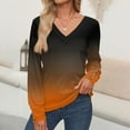 thumbnail image 2 of Women's V-Neck Gradient Long Sleeve Button Cuff Casual Pullover Sweater Soft Knit Ombre Top for Fall and Winter, 2 of 5