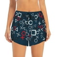thumbnail image 2 of Daiia Navy Blue Geometric Pattern Women's 2 in 1 Running Shorts - Lightweight Athletic Workout Gym Yoga Shorts Liner with Phone Pockets-, 2 of 7
