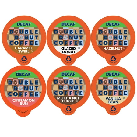 Double Donut, Decaf Flavored Coffee K-Cups Variety Pack Sampler, 72