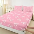 thumbnail image 3 of Feelyou Kid Kawaii Bowknot Bed Sheets, Cartoon Pink Butterly King Sheets, 4pcs, 3 of 7