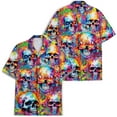 thumbnail image 2 of Skull Neon Tropical Aloha Hawaiian Shirt for Men, Vintage Skull Button Down Shirt, Horror Short Sleeve Shirt for Men, 2 of 7